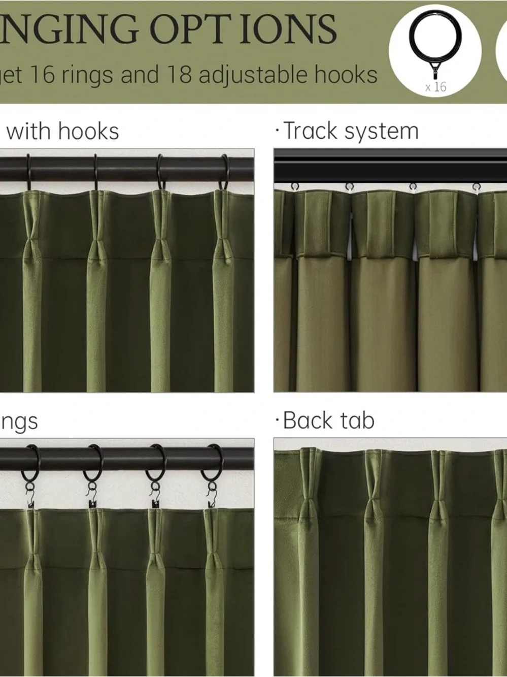Olive Green Velvet Pinch Pleat Curtain Panel